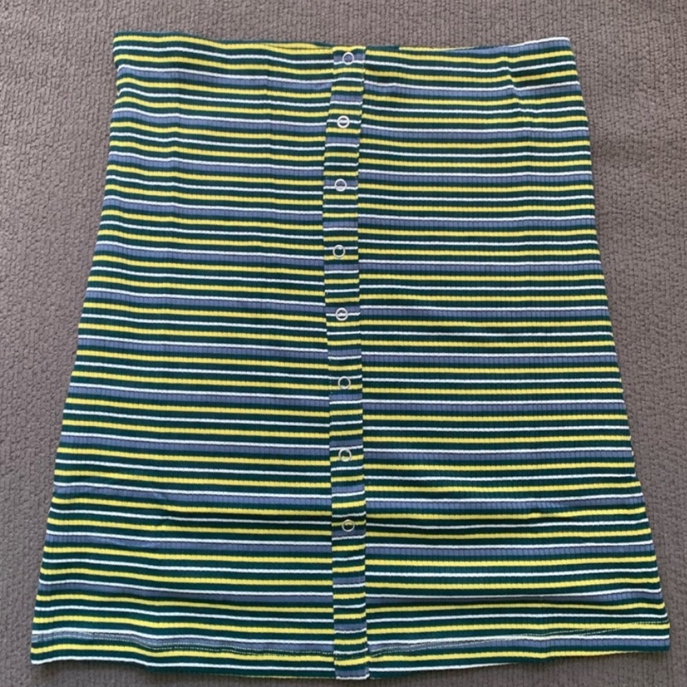 Olivaceous Striped Mini Skirt